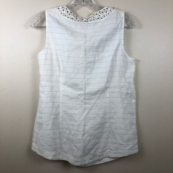 VINEYARD VINES Shimmer Beaded Linen Tank Top Sz 0 - Picture 7 of 8